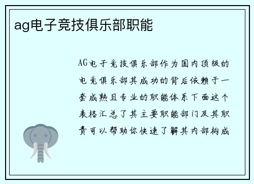 ag电子竞技俱乐部职能
